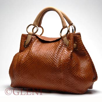 Luxury anaconda leather handbag