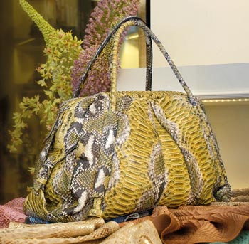 Python leather handbag