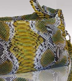 Natural, decorative designs of  python leather